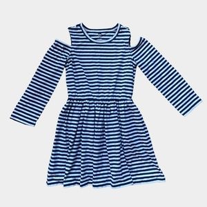 Girls Tea Collection Striped Cold Shoulder Dress